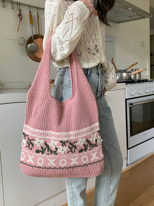Women's Retro Knitted Woven High-grade Exquisite Large Shoulder Bags