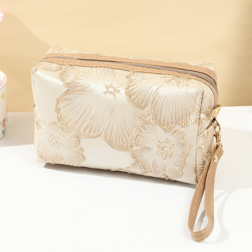 Vintage Flower Fashion Clutch Large Capacity Portable Makeup Bag