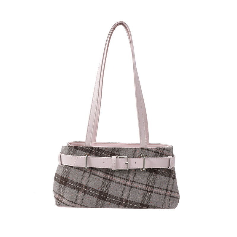 Women's Popular Plaid Fashionable High Sense Twist Women's Shoulder Bag