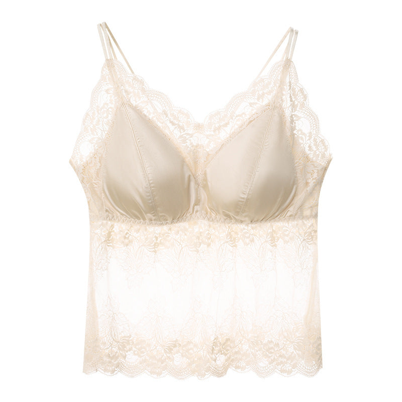 Beauty Back Lace Strap Underwear Hollow Chest Tanks Camis