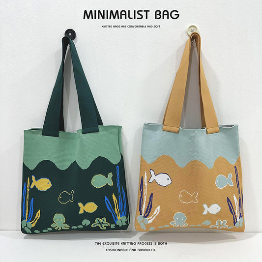 Women's Octopus Cartoon Versatile Large Capacity Good-looking Shoulder Bags