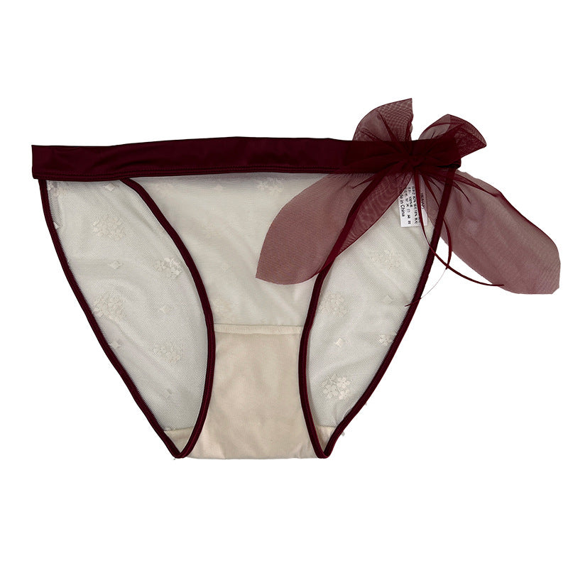 Briefs Pure Want Breathable Mesh Bow Edge Panties