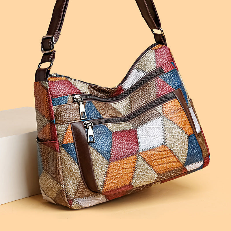 Mom Stitching Large Capacity Simple Retro Soft Backpacks