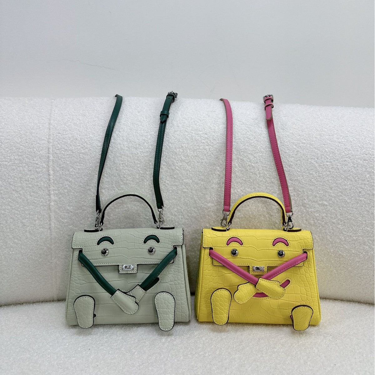 Crocodile Pattern Cowhide Millennium Doll Kelly Mini Bags