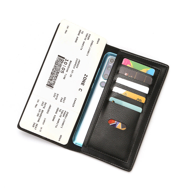 Men's Long Leather Litchi Pattern Multiple Slots Men's Wallets