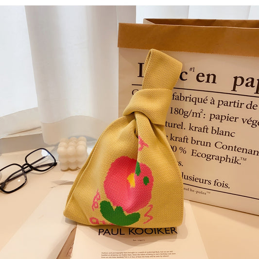 Women's Flower Cartoon Wool Knitted Woven Underarm Shoulder Bags