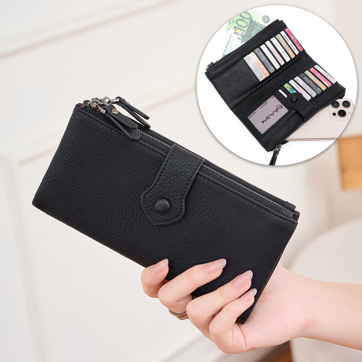 Women's Pattern Double Zipper Two Fold Long Ladies Wallet