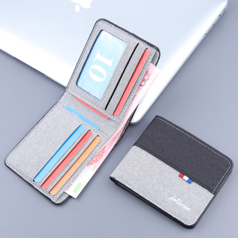 Men's Canvas Folding Denim Dollar Contrast Color Men's Wallets