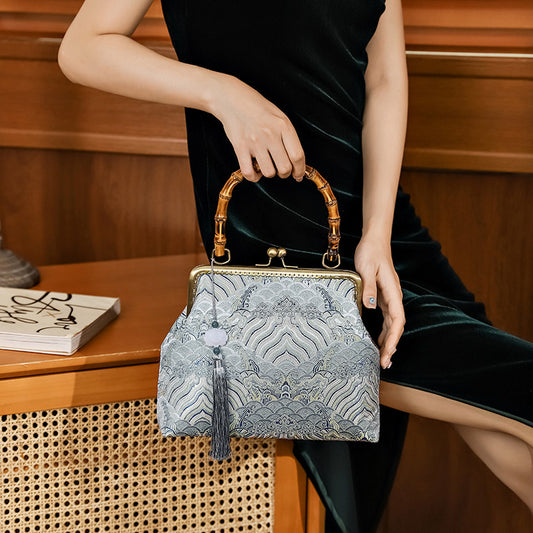 Style Cheongsam Banquet Clutch Chain Metal Handbags