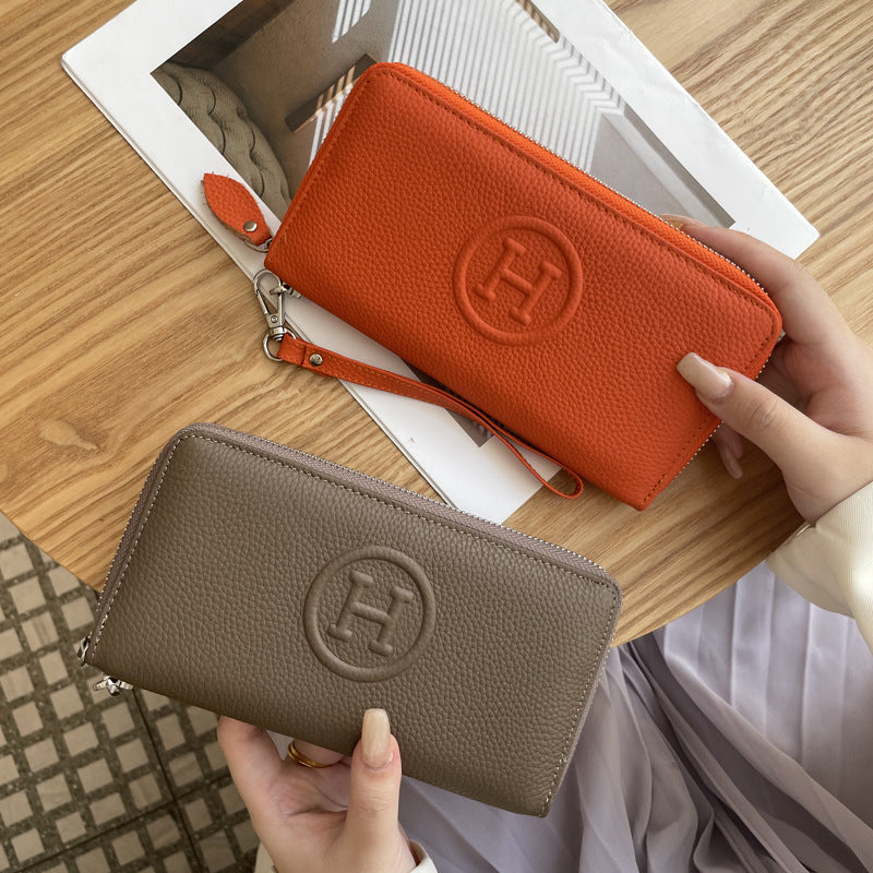 Women's Simple Fashion Long First Layer Cowhide Ladies Wallet