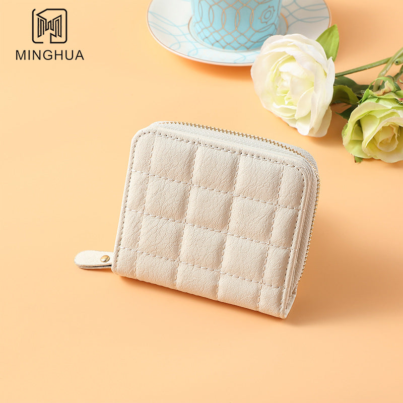 Women's Solid Color Summer Zipper Short Card Holder