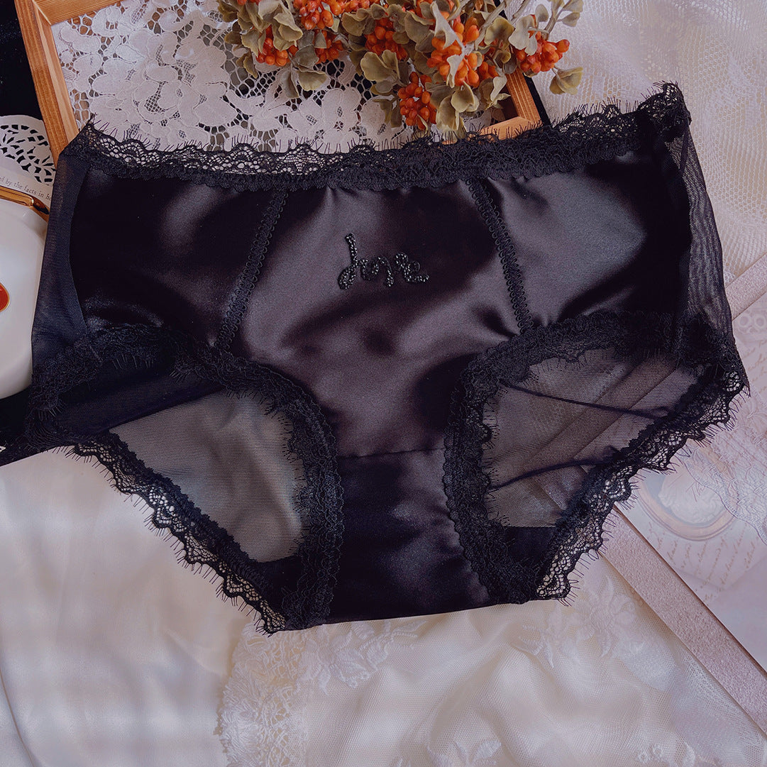 Women's Sexy Artificial Silk Fabric Lightweight Breathable Mid Waist Panties