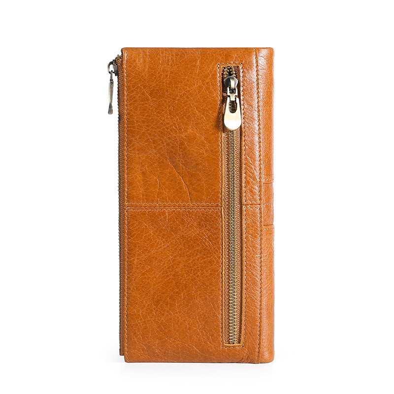 Women's & Men's Leather And Long Shielded Swiping Genuine Men's Wallets