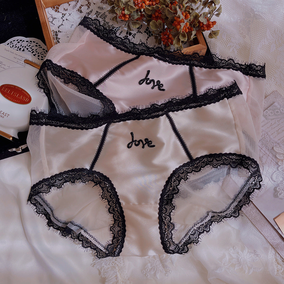 Women's Sexy Artificial Silk Fabric Lightweight Breathable Mid Waist Panties
