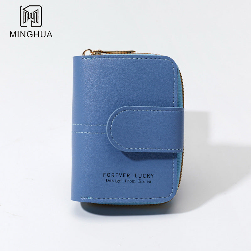 Women's Short Solid Color Summer Button Zipper Ladies Wallets