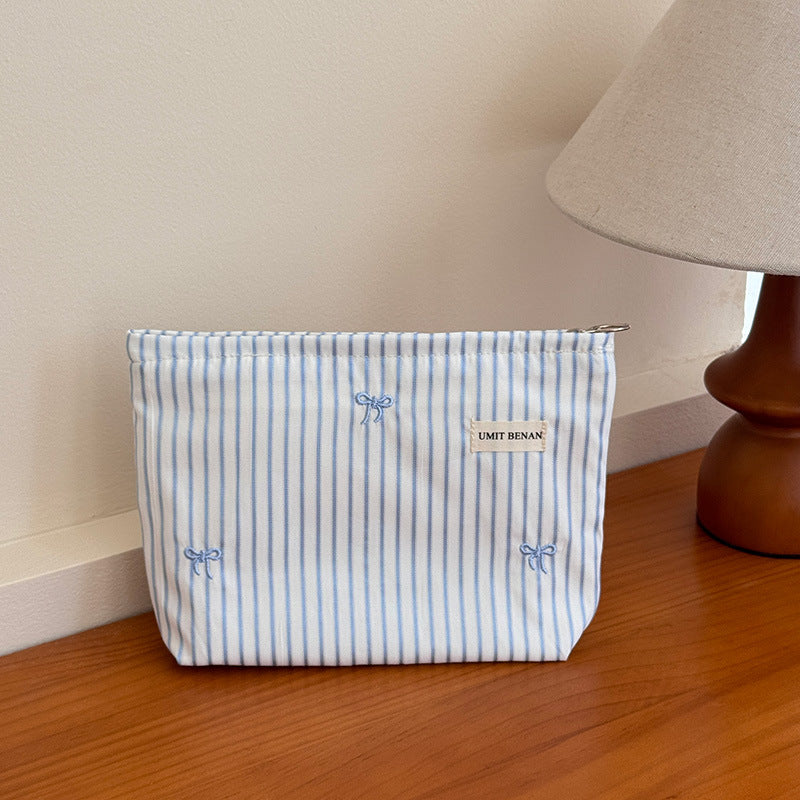 Bowknot Storage Essential Liner Female Large Capacity Portable Cosmetics Makeup Bag