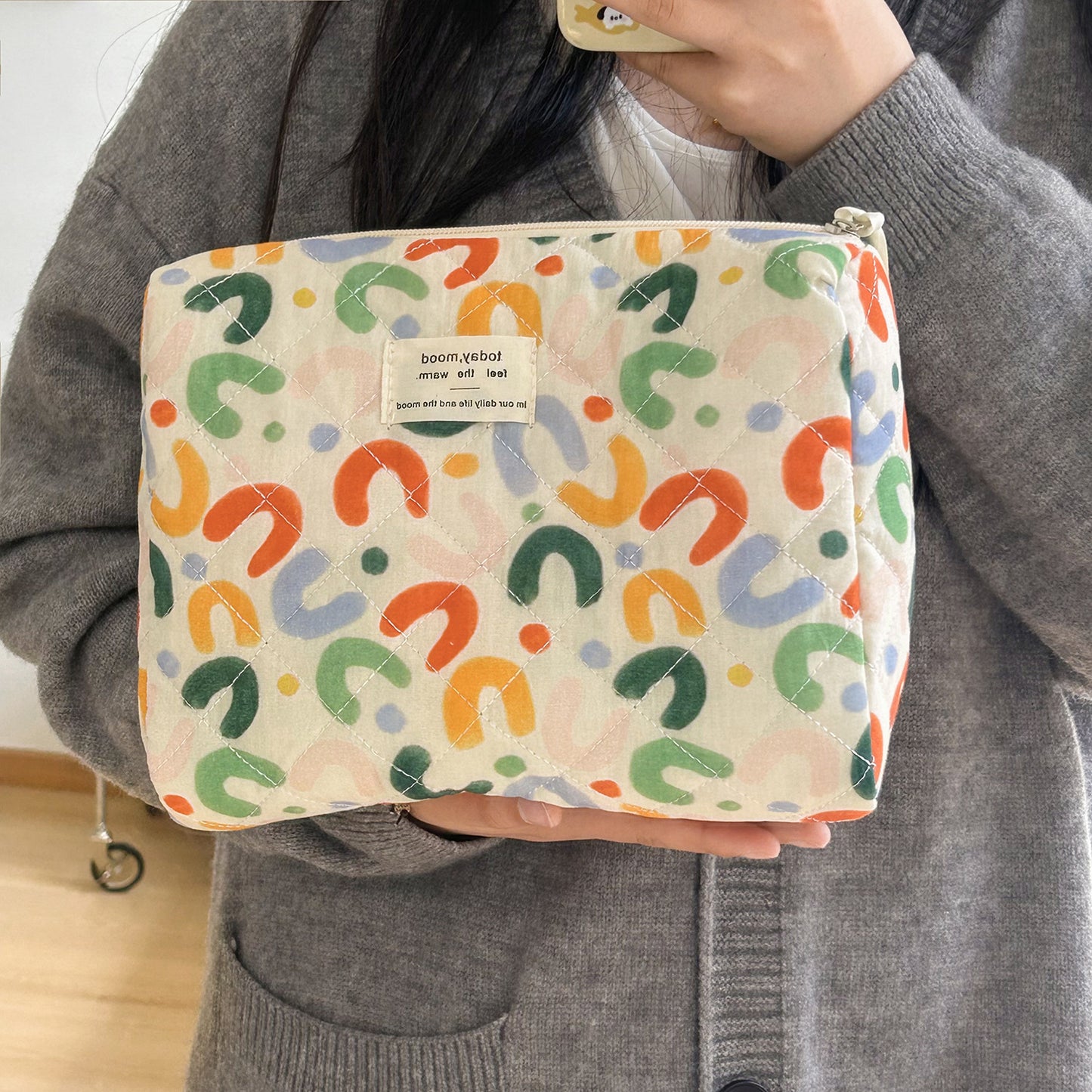 Quilted Storage Korean Style Good-looking Cotton Cosmetic Bags