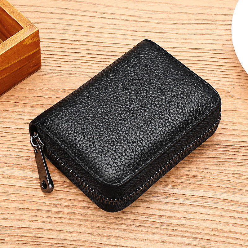 Women's & Men's & Cowhide Expanding Swiping Large Capacity Card Holder