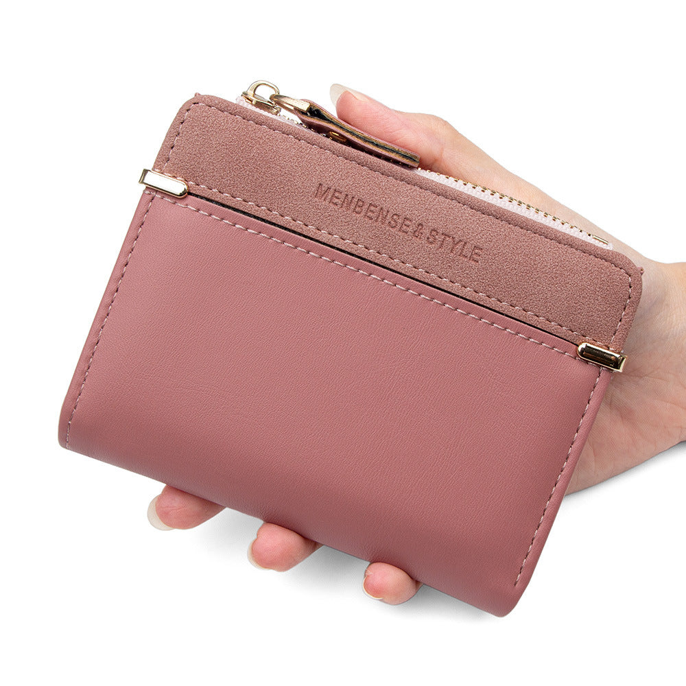 Elegant Women's Korean Simple Zipper Short Coin Purses