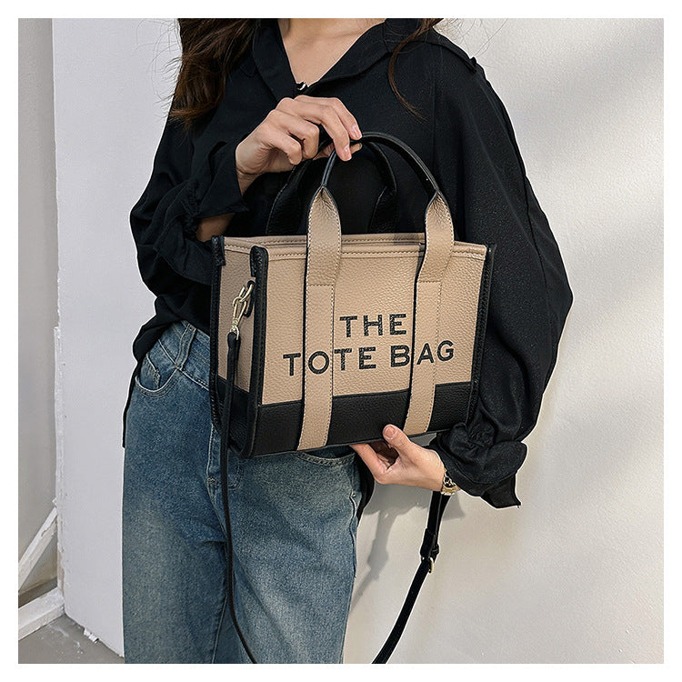 Women's Fashion Stitching Contrast Color Portable High Handbags