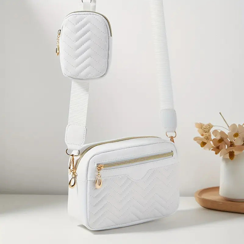 Women's Wave Embroidered Front Pull Cross Body Coin Purses