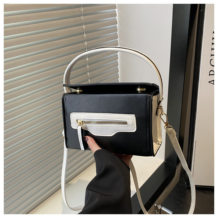 Daily Commuter Contrast Color Personality Zipper Early Summer Women's Shoulder Bag