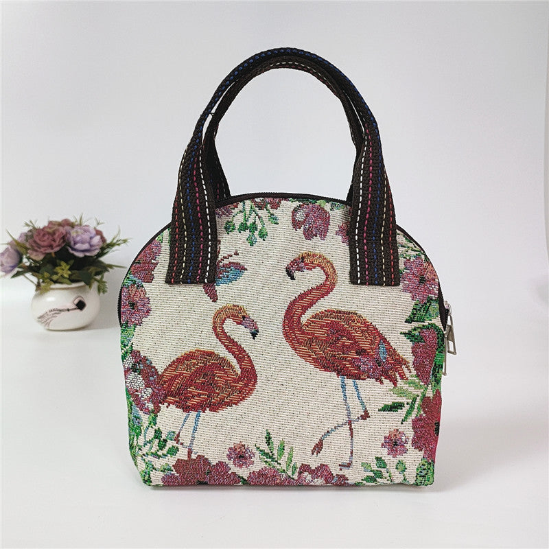 Canvas Embroidered Shell Shape Mobile Change Grocery Handbags