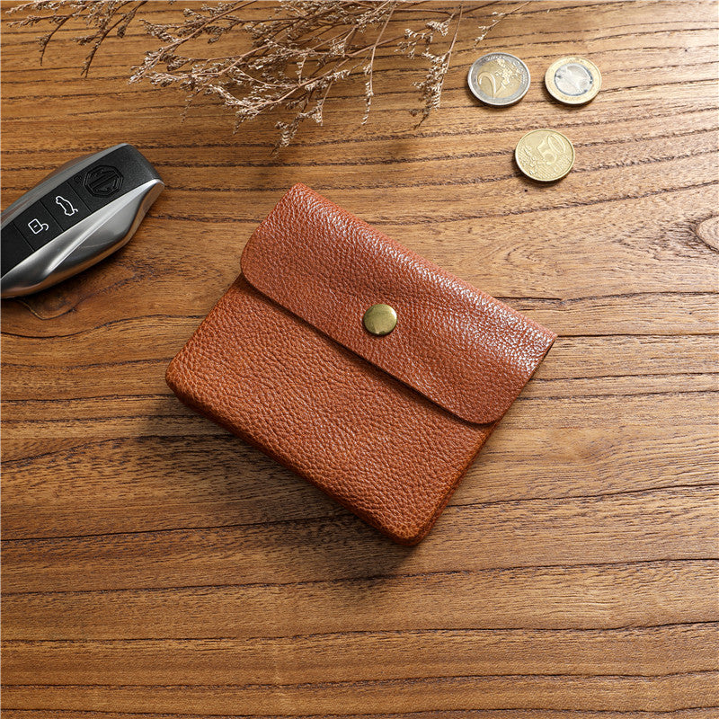 Women's & Men's Vegetable Tanned Leather Cowhide Short Genuine Leisure Simple Green Ladies Wallet