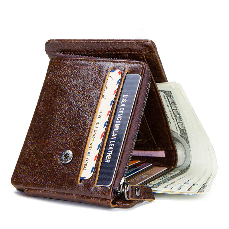 Men's Angel Retro Crazy Horse Leather Horizontal Men's Wallets