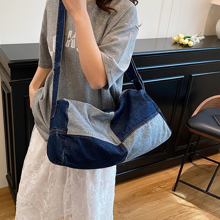 Women's & Men's Large Capacity Denim Canvas Class Difference Women's Shoulder Bag