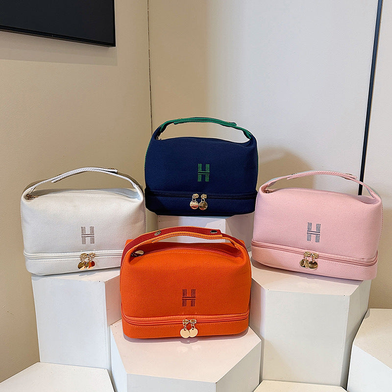 Capacity Portable Storage Double Layer Lunch Makeup Bag