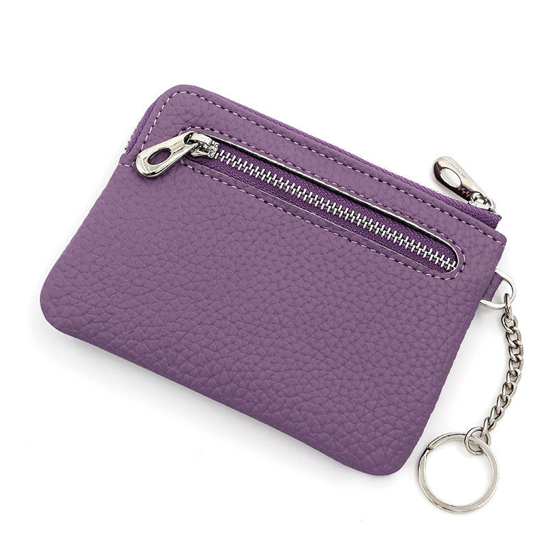 Litchi Pattern Zipper Dark Cell Multifunctional Card Holder