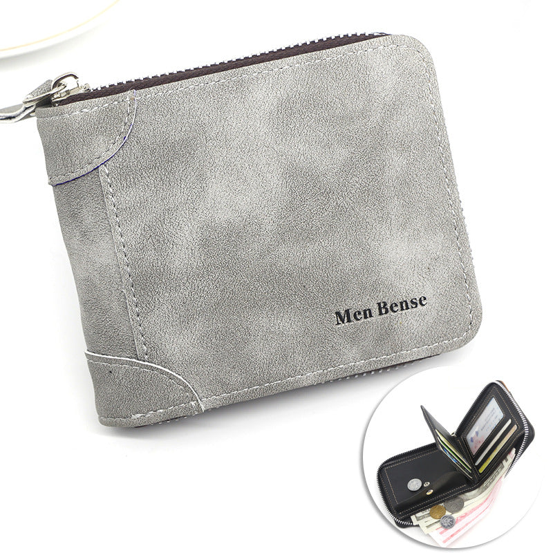 Men's Personalized Short Zipper Two Fold Man's Vintage Men's Wallets