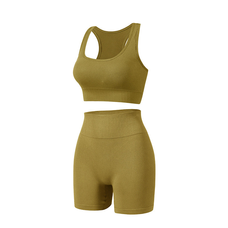 Work Back Seamless Knitted Belly Contracting Shorts Lingerie Sets