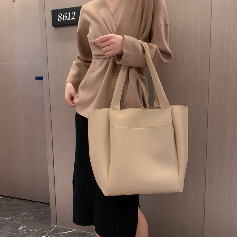 Women's Large Capacity Soft Autumn Korean Version Commuter Fashion Tote Bags