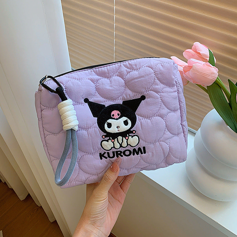 Women's Soft Cute Down Portable Large Capacity Makeup Bag