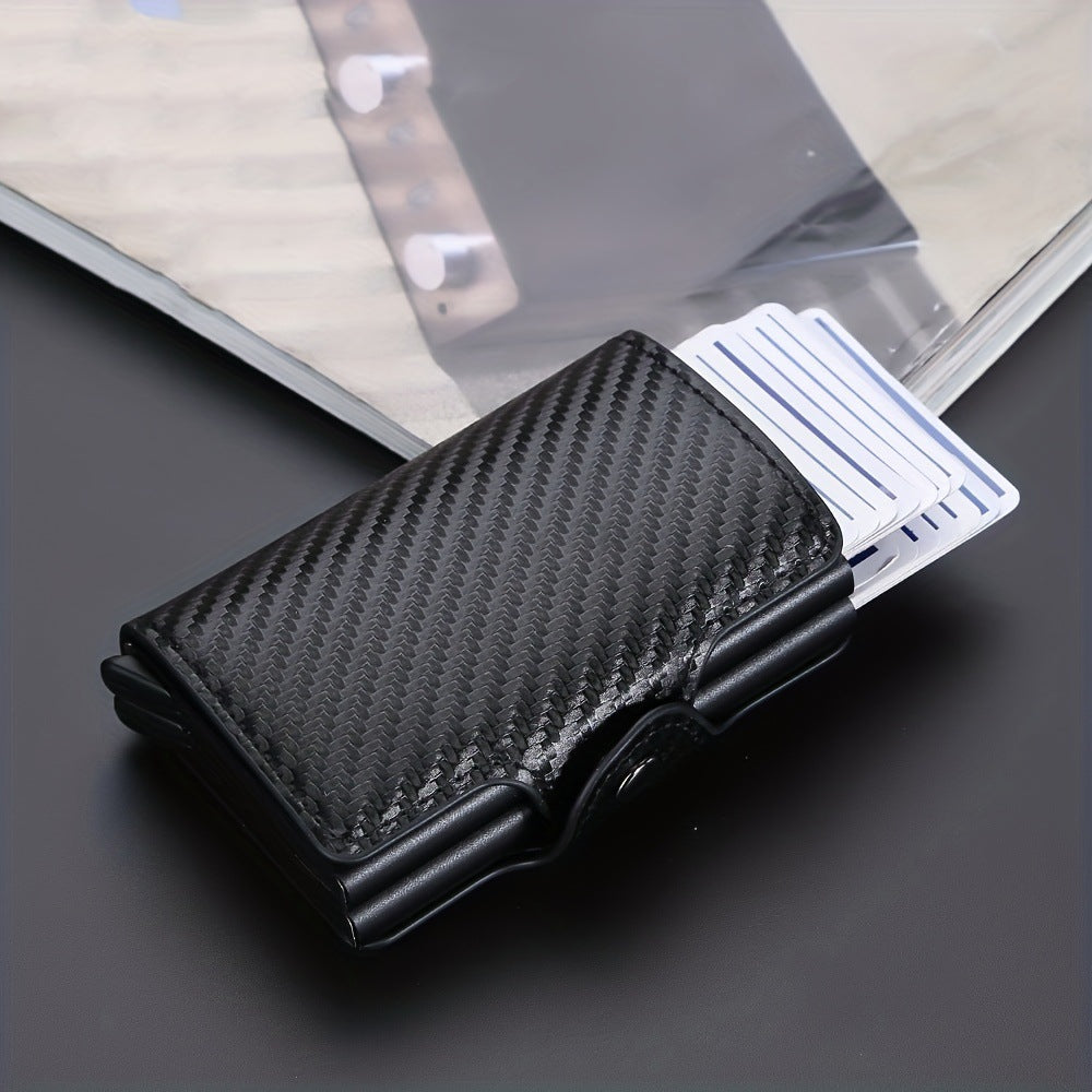 Men's Double Automatic Pop-up Short Carbon Fiber Card Holder