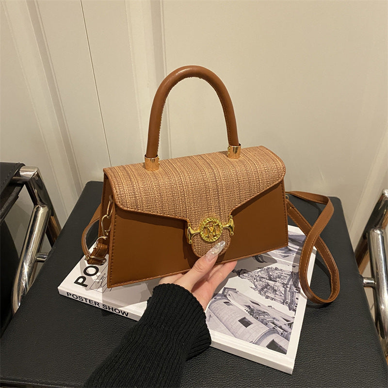 Women's Simple Stitching Letters Large Capacity Fashion Retro Women's Shoulder Bag