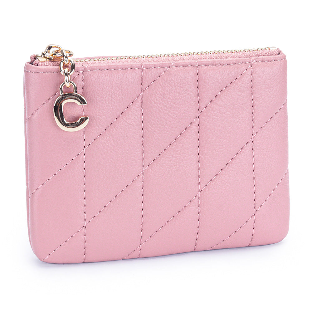 Women's Genuine Leather Chic Zip Storage Sheepskin Coin Purses