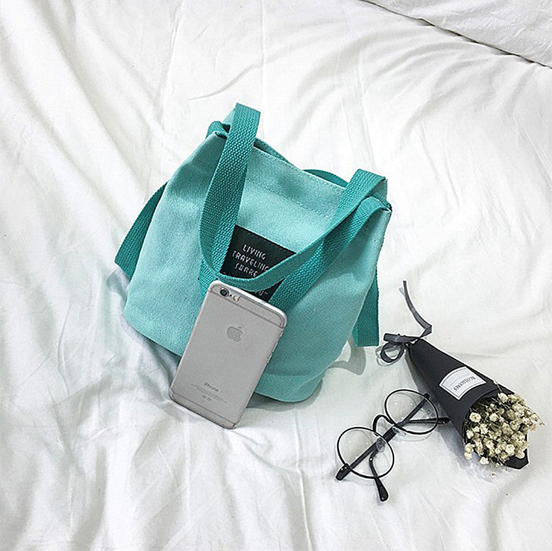 Women's Korean Style Trend Canvas Fashion Simple Bucket Bags