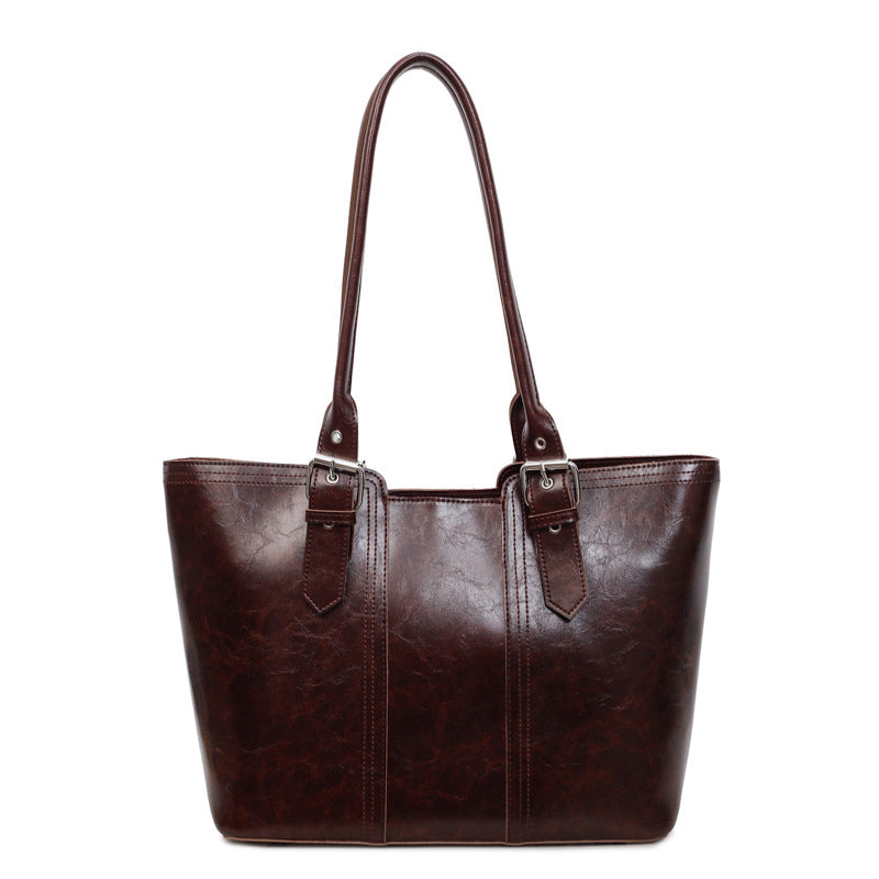 Women's Large Capacity Commuter Fashionable Stitching Minority Tote Bags