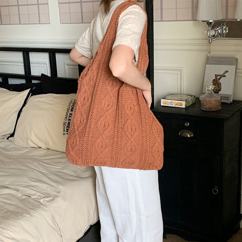 Women's Retro Knitted Handmade Wool Woven Shopping Women's Shoulder Bag