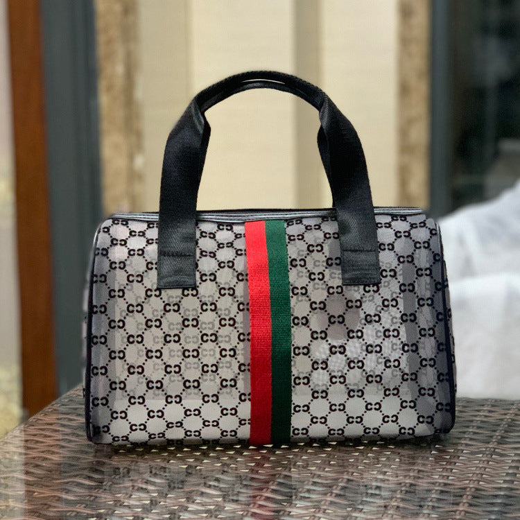 Fog Flower Korean Mesh Flocking Large Capacity Portable Bags