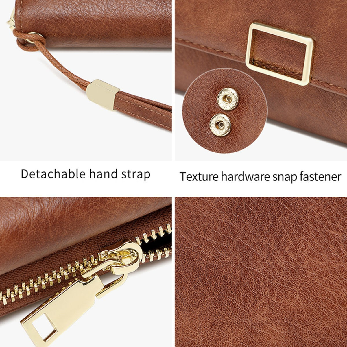 Women's Multifunctional Portable Three Fold Long Fashion Simple Solid Purses