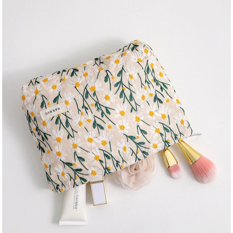 Cotton Embroidered Flower Portable Supplies Sundries Handbags