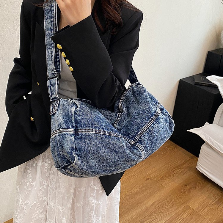 Women's & Men's Large Capacity Denim Canvas Class Difference Women's Shoulder Bag