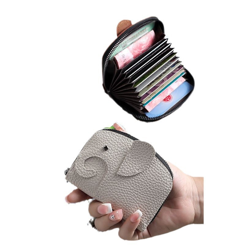 Cute Elephant Cartoon Female Personalized Minority Large Card Holder