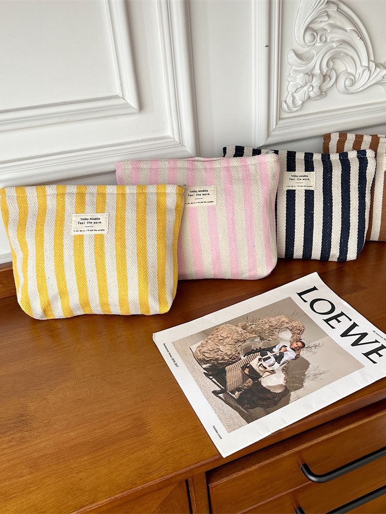 Women's Striped Make-up Toiletry Storage Large Capacity Cosmetic Bags