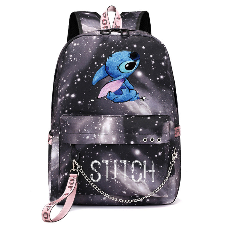 Star Stitch Pattern Iron Chain Ribbon Backpacks