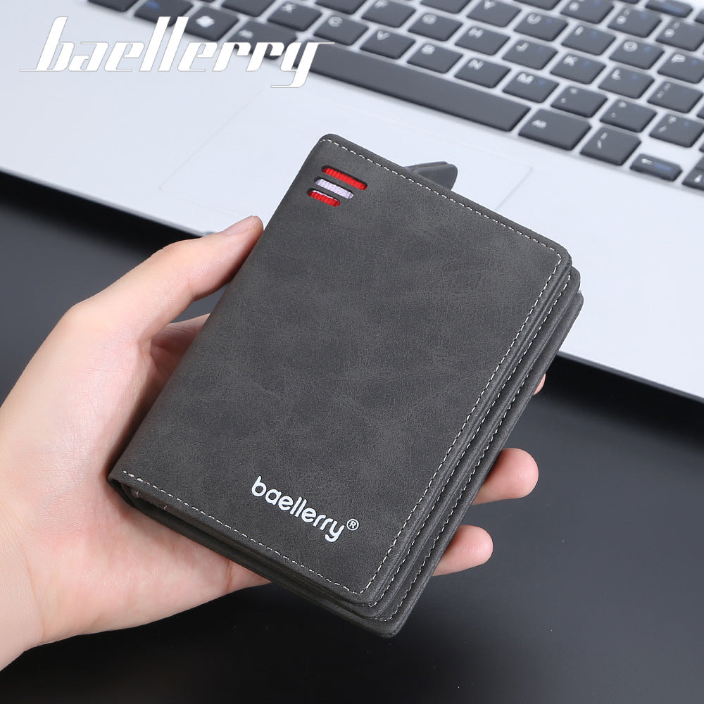 Men's Short Zipper Hasp Matte Leather Men's Wallet